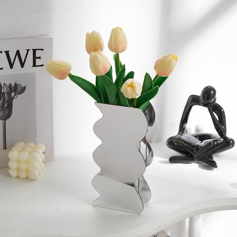 مزهرية أكريليك سوداء على شكل موجة مزهريات فريدة من نوعها للزهور ديكور المنزل الحديث لغرفة المعيشة الجرف محور الجدول ديكورات الجمالية مكتب مكتب ديكور هدايا الزفاف in Kuwait