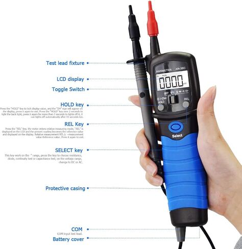 AIOMEST Pen Type Digital Multimeter, AI-38C Voltage Tester, Electric Voltmeter with AC/DC Voltage, Capacitance, Resistance, Diode and Audible Continuity Testing in Kuwait