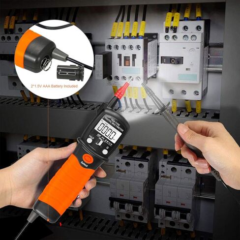 جهاز اختبار الجهد الكهربائي HOLDPEAK HP-38B من نوع القلم الرقمي المتعدد 2000 عدد لقياس جهاز اختبار الصمام الثنائي لمقاومة الفولتميتر مع تثبيت البيانات والإضاءة الخلفية ومصباح يدوي. in Kuwait