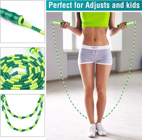 COOYOO Jump Rope Soft Beaded Skipping Rope (3 Pack), Premium Adjustable Free Segmented Tangle-Free Workout Fitness Cardio Skip Rope School Jumping Rope for Men Women Kids,9 Feet in Saudi Arabia