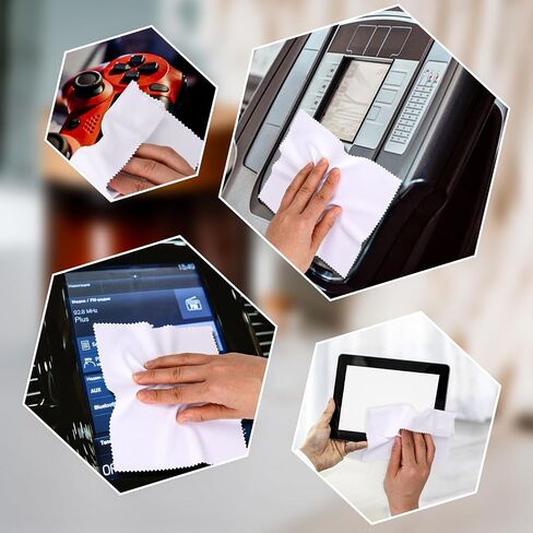 30 قطعة من قماش تنظيف الألياف الدقيقة، قماش تنظيف النظارات مقاس 15 × 18 سم من الألياف الدقيقة لتنظيف النظارات للنظارات والشاشات والأجهزة اللوحية وشاشات التلفزيون والكاميرات والمزيد (أبيض) in Saudi Arabia