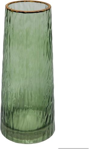 Cylinder Glass Vase with Gold Rim, for Flowers (Blue) in Saudi Arabia