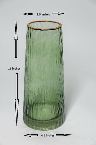 Cylinder Glass Vase with Gold Rim, for Flowers (Blue) in Saudi Arabia