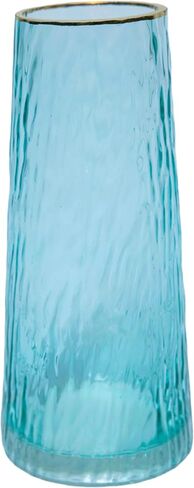Cylinder Glass Vase with Gold Rim, for Flowers (Blue) in Saudi Arabia