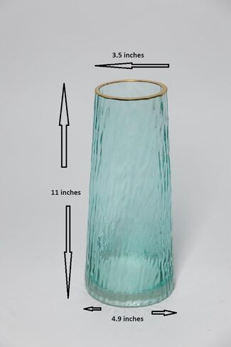 Cylinder Glass Vase with Gold Rim, for Flowers (Blue) in Saudi Arabia