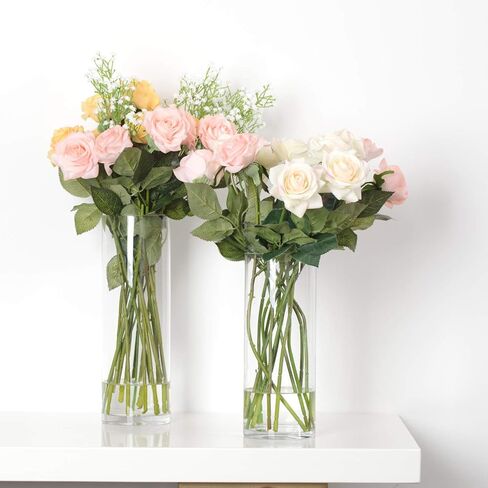 مزهريات أسطوانية زجاجية من WGVI، مزهرية زهور للطاولة، مزهرية زجاجية طويلة القامة 10.16 سم × 30.48 سم، حاملات شموع عائمة للقطعة المركزية، حفلات الزفاف، التزيين، الترتيبات، أو ديكور المنزل in Kuwait
