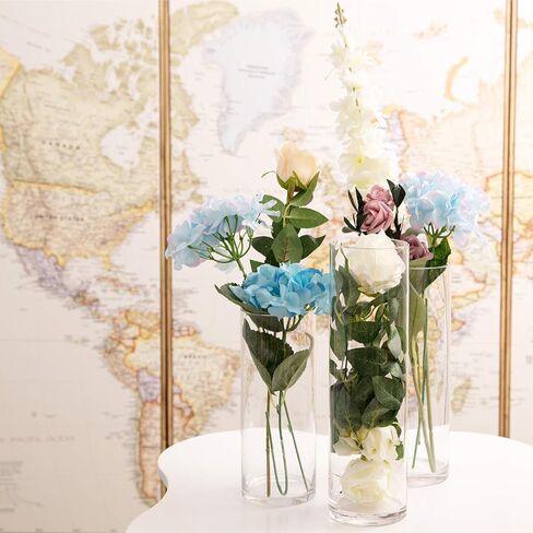 مزهريات أسطوانية زجاجية من WGVI، مزهرية زهور للطاولة، مزهرية زجاجية طويلة القامة 10.16 سم × 30.48 سم، حاملات شموع عائمة للقطعة المركزية، حفلات الزفاف، التزيين، الترتيبات، أو ديكور المنزل in Kuwait