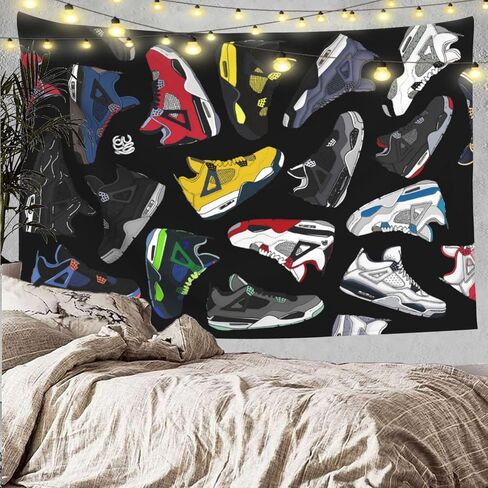TIANMEIJIA Sneaker Tapestry Basketball Shoes Tapestry Sneaker Party Decorations Poster Backdrop Sport Tapestry for Men Teen Boys Wall Backdrop for Bedroom 30x40in in Saudi Arabia