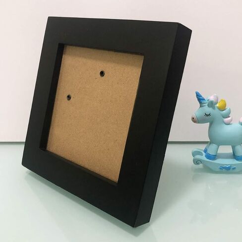 6x6 Picture Frame Black with 4x4 Mat, Pack of 2. Solid Wood, Glass Front,4 Panels (2 High Definition Glass, 2 Plexiglass), Display for Wall or for Tabletop. in Saudi Arabia