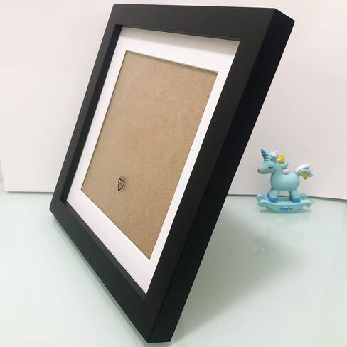 6x6 Picture Frame Black with 4x4 Mat, Pack of 2. Solid Wood, Glass Front,4 Panels (2 High Definition Glass, 2 Plexiglass), Display for Wall or for Tabletop. in Saudi Arabia