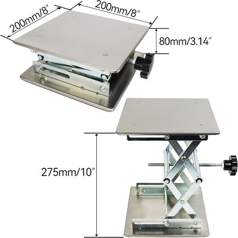 TEXALAN(R) 6x6 Lab Scissor Jack Lift Table SS304 Max. Height of 10" 17.5LBS Load in Saudi Arabia