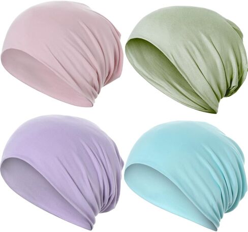 JarseHera 4PCS Cotton Slouchy Beanie Soft Sleep Caps Chemo Headwear Skull Cap Hats in Saudi Arabia