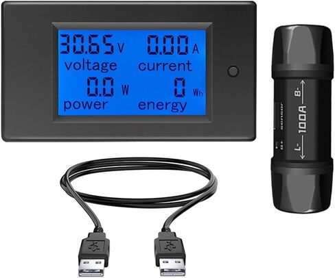 HiLetgo PZEM-051 DC Digital Ammeter Voltmeter DC6.5-100V 0-100A Multi-functional Voltage Current Power Energy LCD Display Meter with 100A Shunt Dual USB Cable in Saudi Arabia
