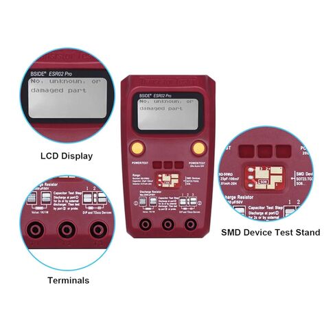 BSIDE ESR02 PRO Transistor Tester SMD Components Checker Mega328 NPN/PNP Diode Resistor Inductor Capacitance ESR Meter with Tweezers in Saudi Arabia