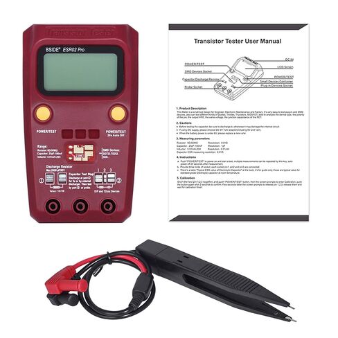 BSIDE ESR02 PRO Transistor Tester SMD Components Checker Mega328 NPN/PNP Diode Resistor Inductor Capacitance ESR Meter with Tweezers in Saudi Arabia