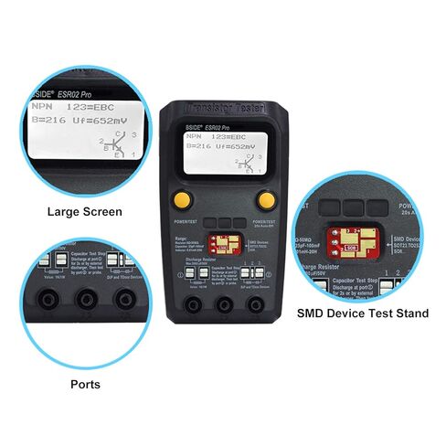 BSIDE ESR02 PRO Transistor Tester SMD Components Checker Mega328 NPN/PNP Diode Resistor Inductor Capacitance ESR Meter with Tweezers in Saudi Arabia