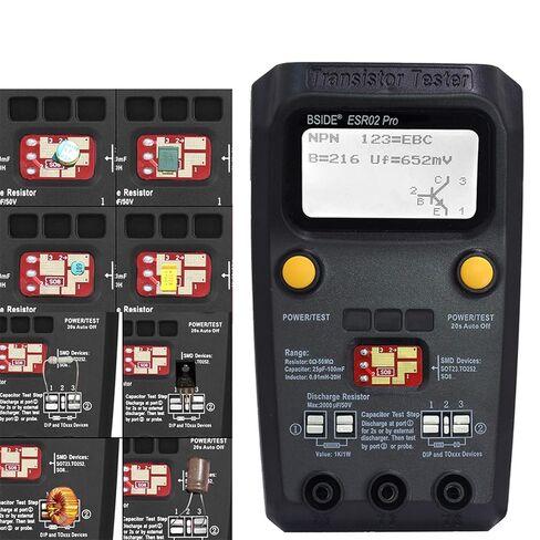 BSIDE ESR02 PRO Transistor Tester SMD Components Checker Mega328 NPN/PNP Diode Resistor Inductor Capacitance ESR Meter with Tweezers in Saudi Arabia