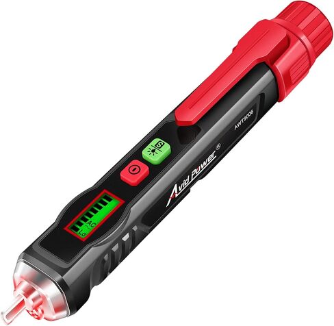 جهاز اختبار الجهد الكهربي من AVID، جهاز اختبار الجهد الكهربي غير التلامسي ثنائي النطاق AC 12V-1000V/48V-1000V، قلم اختبار كهربائي مع شاشة LCD، إنذار صفارة وحكم سلك مباشر/فارغ، قلم اختبار مع مصباح يدوي in Kuwait