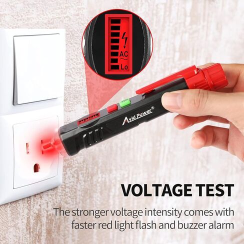 جهاز اختبار الجهد الكهربي من AVID، جهاز اختبار الجهد الكهربي غير التلامسي ثنائي النطاق AC 12V-1000V/48V-1000V، قلم اختبار كهربائي مع شاشة LCD، إنذار صفارة وحكم سلك مباشر/فارغ، قلم اختبار مع مصباح يدوي in Kuwait