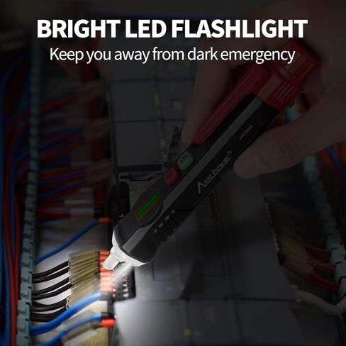 جهاز اختبار الجهد الكهربي من AVID، جهاز اختبار الجهد الكهربي غير التلامسي ثنائي النطاق AC 12V-1000V/48V-1000V، قلم اختبار كهربائي مع شاشة LCD، إنذار صفارة وحكم سلك مباشر/فارغ، قلم اختبار مع مصباح يدوي in Kuwait