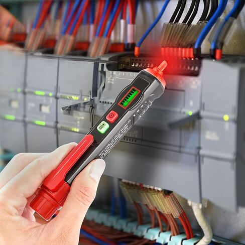 جهاز اختبار الجهد الكهربي من AVID، جهاز اختبار الجهد الكهربي غير التلامسي ثنائي النطاق AC 12V-1000V/48V-1000V، قلم اختبار كهربائي مع شاشة LCD، إنذار صفارة وحكم سلك مباشر/فارغ، قلم اختبار مع مصباح يدوي in Kuwait