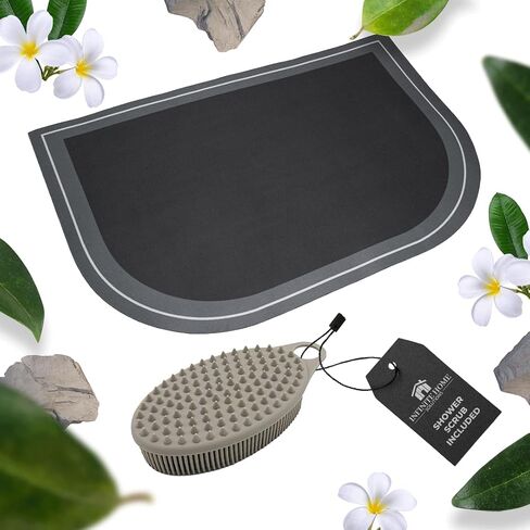 Stone Bath Mat 32" x 20" - Diatomaceous Earth Bath Mat - Stone Bath Mats for Bathroom & Absorbent Bath Mat - Bath Stone Mat for Bathroom Mat Quick Dry - Quick Dry Bathroom Mats Non Slip (Grey) in Saudi Arabia