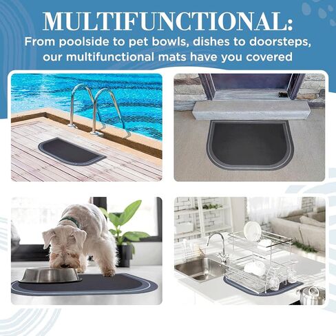 Stone Bath Mat 32" x 20" - Diatomaceous Earth Bath Mat - Stone Bath Mats for Bathroom & Absorbent Bath Mat - Bath Stone Mat for Bathroom Mat Quick Dry - Quick Dry Bathroom Mats Non Slip (Grey) in Saudi Arabia