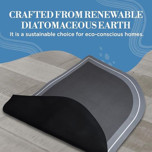Stone Bath Mat 32" x 20" - Diatomaceous Earth Bath Mat - Stone Bath Mats for Bathroom & Absorbent Bath Mat - Bath Stone Mat for Bathroom Mat Quick Dry - Quick Dry Bathroom Mats Non Slip (Grey) in Saudi Arabia