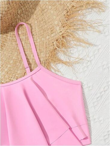 SHENHE Girl's Cute 2 Piece Bikini Set High Waisted Swimsuit Bathing Suit Beachwear Multicolor Pink roses 9 Years in Saudi Arabia