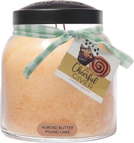 A Cheerful Giver - Almond Butter Pound Cake Baby Scented Glass Jar Candle (6oz) with Lid & True to Life Fragrance Made in USA in Saudi Arabia