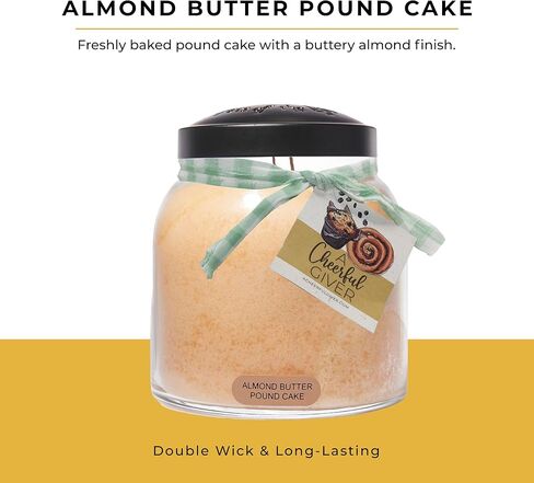 A Cheerful Giver - Almond Butter Pound Cake Baby Scented Glass Jar Candle (6oz) with Lid & True to Life Fragrance Made in USA in Saudi Arabia
