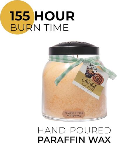 A Cheerful Giver - Almond Butter Pound Cake Baby Scented Glass Jar Candle (6oz) with Lid & True to Life Fragrance Made in USA in Saudi Arabia