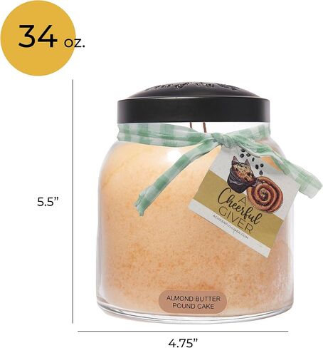 A Cheerful Giver - Almond Butter Pound Cake Baby Scented Glass Jar Candle (6oz) with Lid & True to Life Fragrance Made in USA in Saudi Arabia