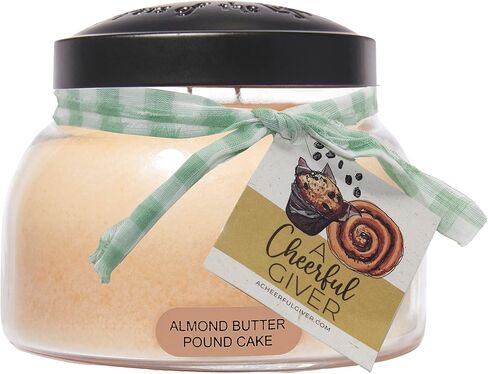 A Cheerful Giver - Almond Butter Pound Cake Baby Scented Glass Jar Candle (6oz) with Lid & True to Life Fragrance Made in USA in Saudi Arabia