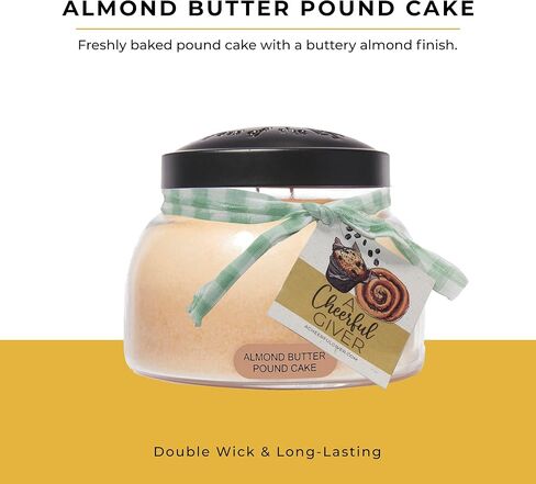 A Cheerful Giver - Almond Butter Pound Cake Baby Scented Glass Jar Candle (6oz) with Lid & True to Life Fragrance Made in USA in Saudi Arabia