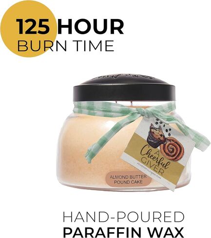 A Cheerful Giver - Almond Butter Pound Cake Baby Scented Glass Jar Candle (6oz) with Lid & True to Life Fragrance Made in USA in Saudi Arabia
