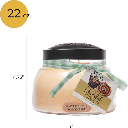 A Cheerful Giver - Almond Butter Pound Cake Baby Scented Glass Jar Candle (6oz) with Lid & True to Life Fragrance Made in USA in Saudi Arabia