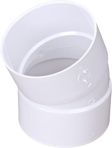 NDS 6P04 PVC كوع 22.5 درجة، 6 بوصة، لوصلات Hub X Hub Solvent-Weld، للاستخدام مع أنابيب الصرف الصحي والصرف مقاس 6 بوصات، أبيض in Saudi Arabia