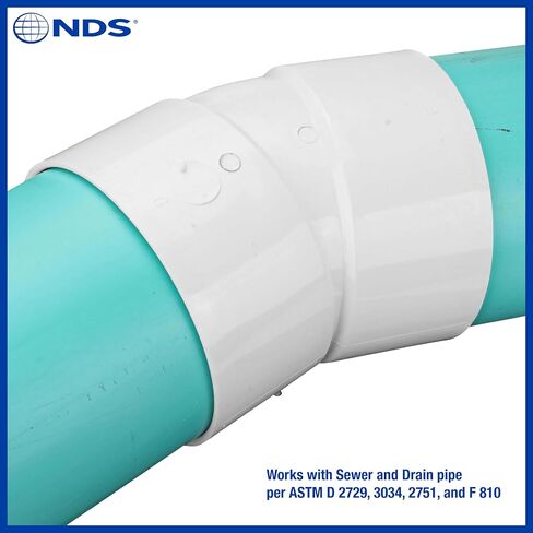 NDS 6P04 PVC كوع 22.5 درجة، 6 بوصة، لوصلات Hub X Hub Solvent-Weld، للاستخدام مع أنابيب الصرف الصحي والصرف مقاس 6 بوصات، أبيض in Saudi Arabia