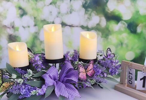 حاملات شموع مع زهرة اللافندر الاصطناعية، ديكورات طاولة مركزية أرجوانية 3 حاملات شموع، شمعدانات الربيع والصيف لتزيين المنزل ونوافذ المزرعة والريف الداخلي in Kuwait