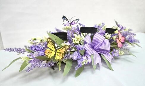 حاملات شموع مع زهرة اللافندر الاصطناعية، ديكورات طاولة مركزية أرجوانية 3 حاملات شموع، شمعدانات الربيع والصيف لتزيين المنزل ونوافذ المزرعة والريف الداخلي in Kuwait