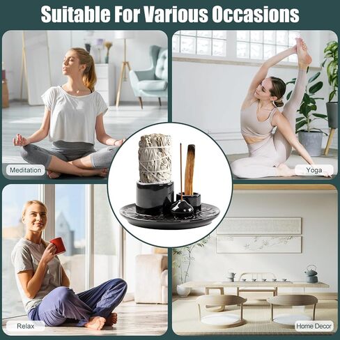 4 in 1 Incense Burner Holder, Palo Santo Holder, Ceramic Ash Catcher Tray for Meditation Room, Candle Holder for Burning Sage (Speckled Red) in Saudi Arabia