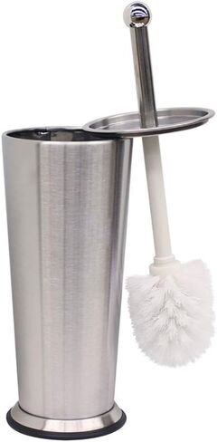 Home Basics Stainless Steel Tapered Toilet, Brushed Silver in Saudi Arabia