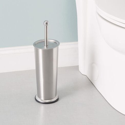 Home Basics Stainless Steel Tapered Toilet, Brushed Silver in Saudi Arabia