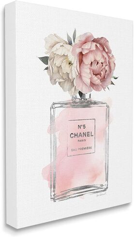Stupell Industries Vintage Soft Flowers in Pink Fashion Fragrance Bottle, Gallery Wrapped Canvas, 16 x 20 in Saudi Arabia