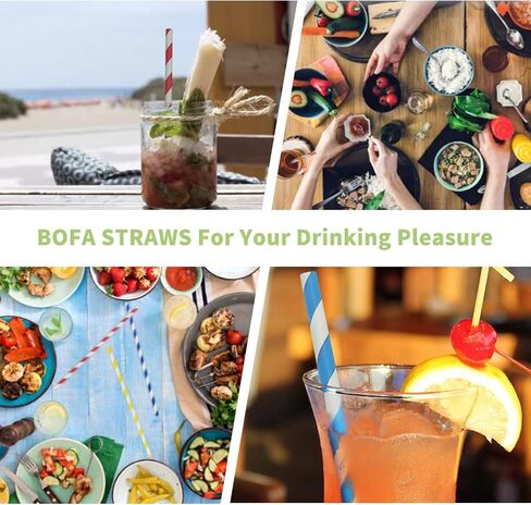 Black Striped Paper Straws, Pack of 100 Black White Stripes Paper Straws, 100% Biodegradable Disposable Drinking Straws for Restaurants, Juices, Smoothies in Saudi Arabia