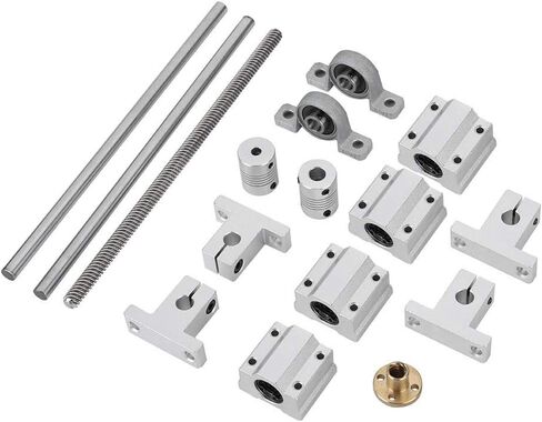 Zerone T8 Guide Screw Kit with Shaft Coupling 200mm Horizontal Optical Axis & 8mm Guide Screw Dual Rail Shaft Support Pillow Block Bearings Industrial Combination 3D Printer Parts and Accessories in Saudi Arabia