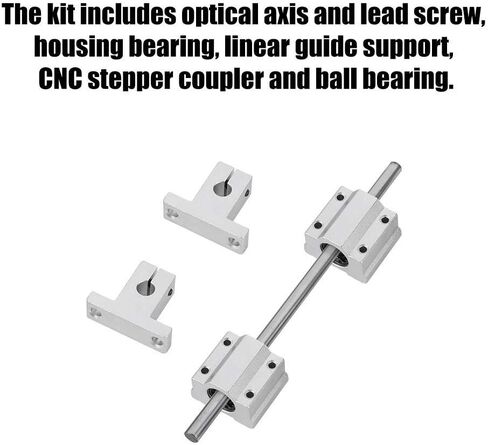 Zerone T8 Guide Screw Kit with Shaft Coupling 200mm Horizontal Optical Axis & 8mm Guide Screw Dual Rail Shaft Support Pillow Block Bearings Industrial Combination 3D Printer Parts and Accessories in Saudi Arabia