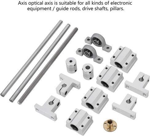 Zerone T8 Guide Screw Kit with Shaft Coupling 200mm Horizontal Optical Axis & 8mm Guide Screw Dual Rail Shaft Support Pillow Block Bearings Industrial Combination 3D Printer Parts and Accessories in Saudi Arabia