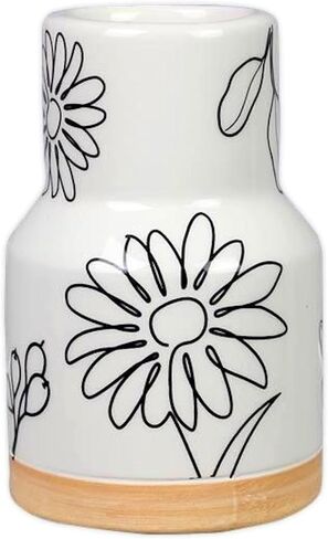The Bridge Collection 3.93" Black and White Small Floral Vase - Miniature Flower Vase for Home Decor - Black and White Vase for Country, Farmhouse, Cottage Decor in Saudi Arabia